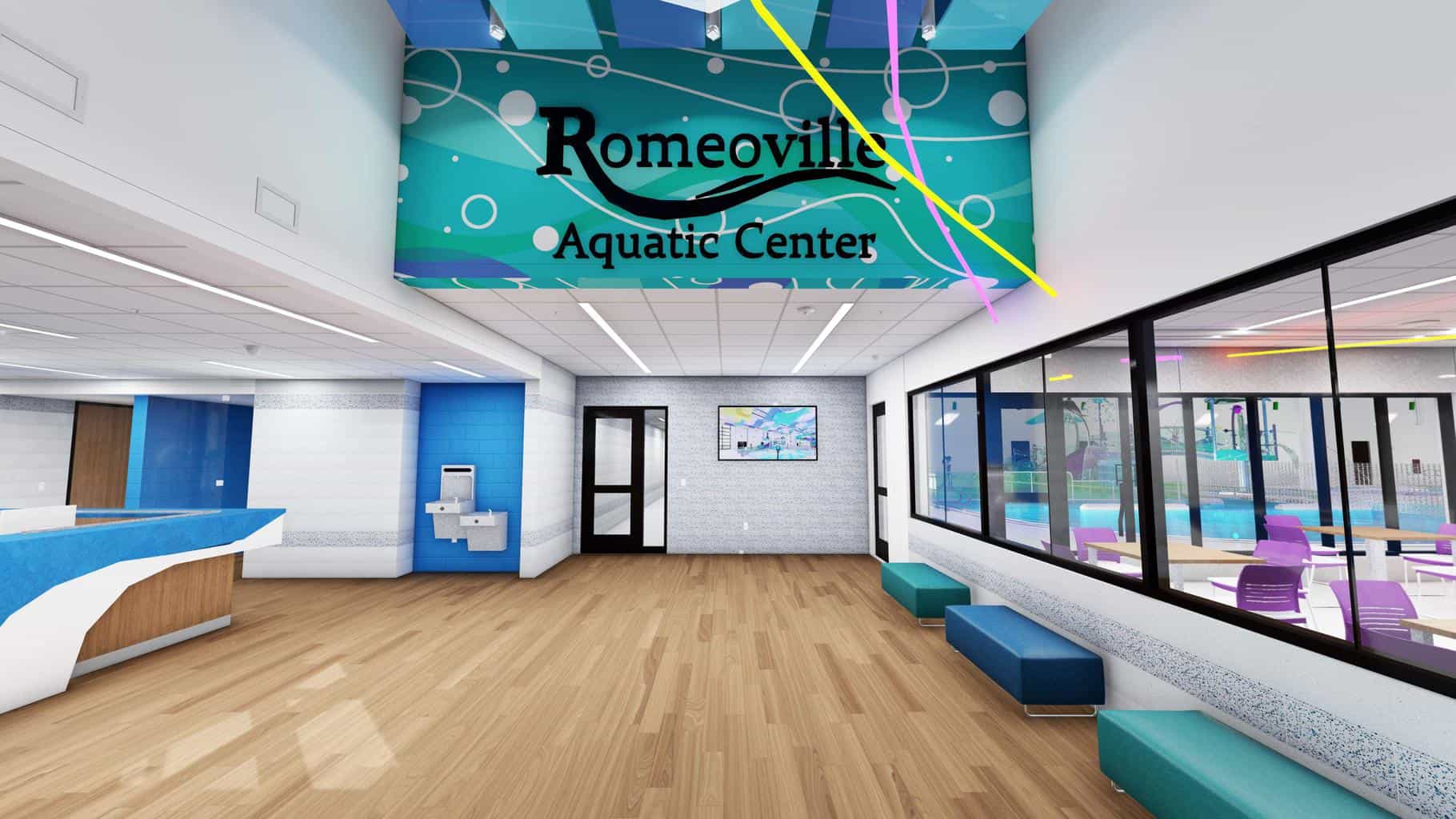 Harbour's renderings for the interior of the new aquatic center.