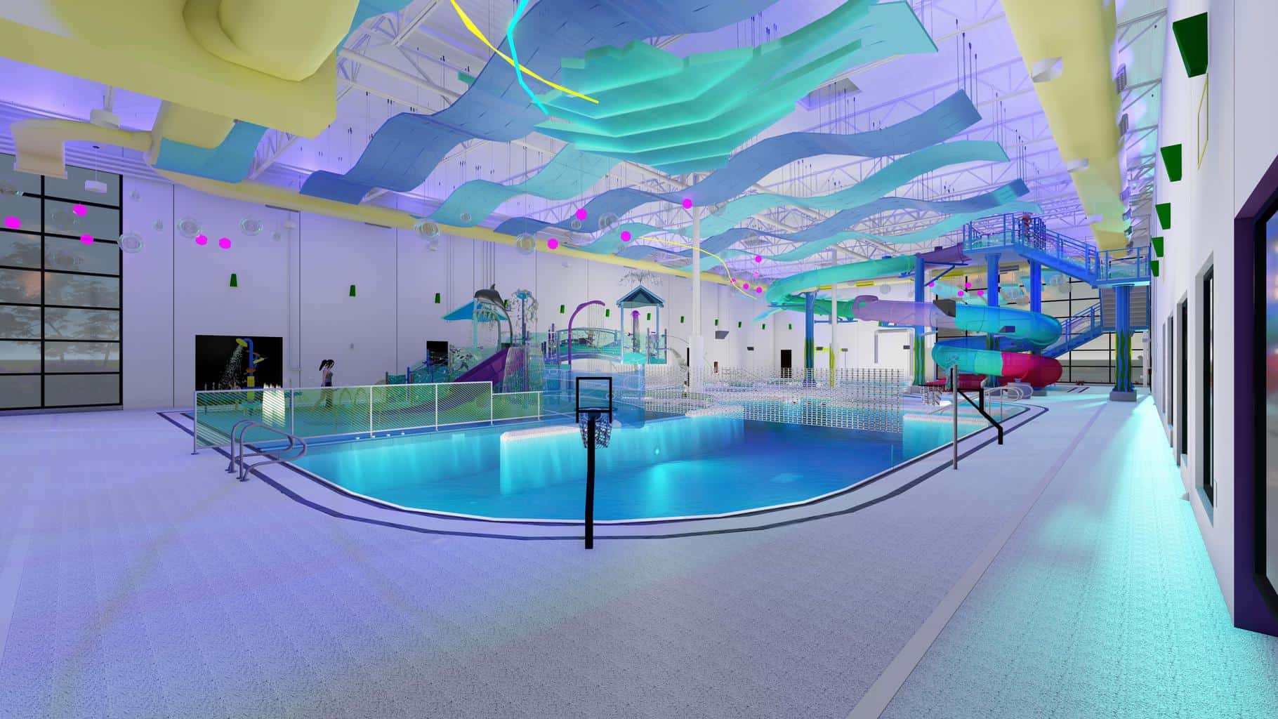 Harbour's renderings for the interior of the new aquatic center.