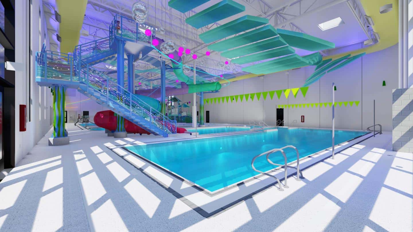 Harbour's renderings for the interior of the new aquatic center.